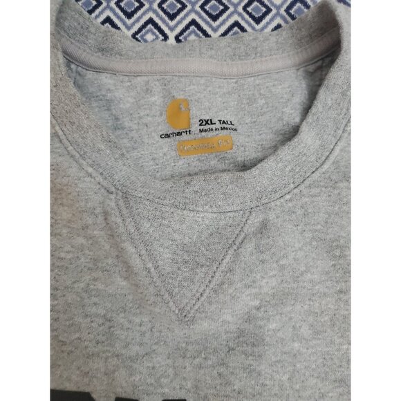 Carhartt Sweater Mens XXL Gray Spellout Big Logo Original Fit Thick Pullover - Picture 3 of 16